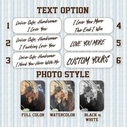 A close-up of the Love You More Reverse Car Visor Clip, featuring a custom photo for unique car accessories gifts.