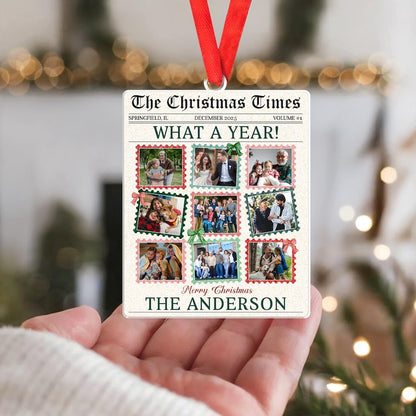 This personalized Christmas ornament, a Personalized Photo What A Year Newspaper Acrylic Ornament, is a memorable newspaper ornament for the year's events.