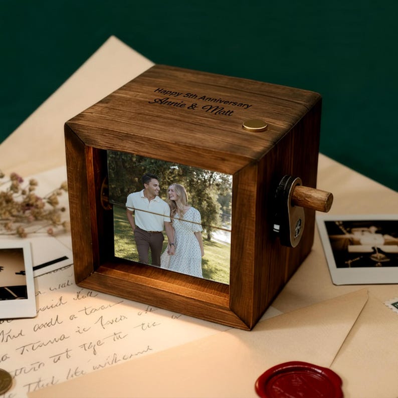 Personalized Photo Wooden Anniversary Flipbook with Light, a unique custom flipbook and perfect anniversary flipbook.