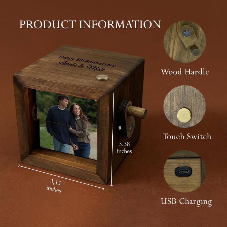This wooden flipbook, a Personalized Photo Wooden Anniversary Flipbook with Light, is an ideal Valentine's gift for her.
