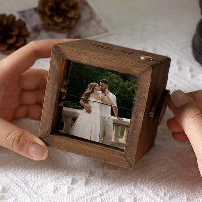 The perfect Valentine's flip book, this Personalized Photo Wooden Anniversary Flipbook with Light is a custom wooden keepsake.