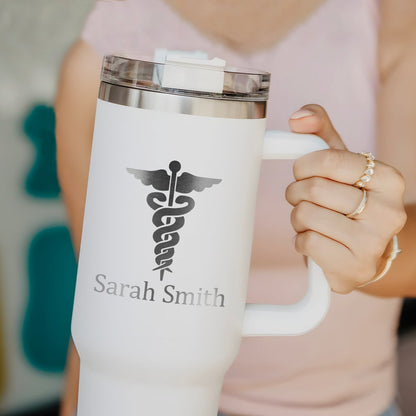 Elegant personalized insulated tumbler, serving as a thoughtful and practical PA week gift for professionals.