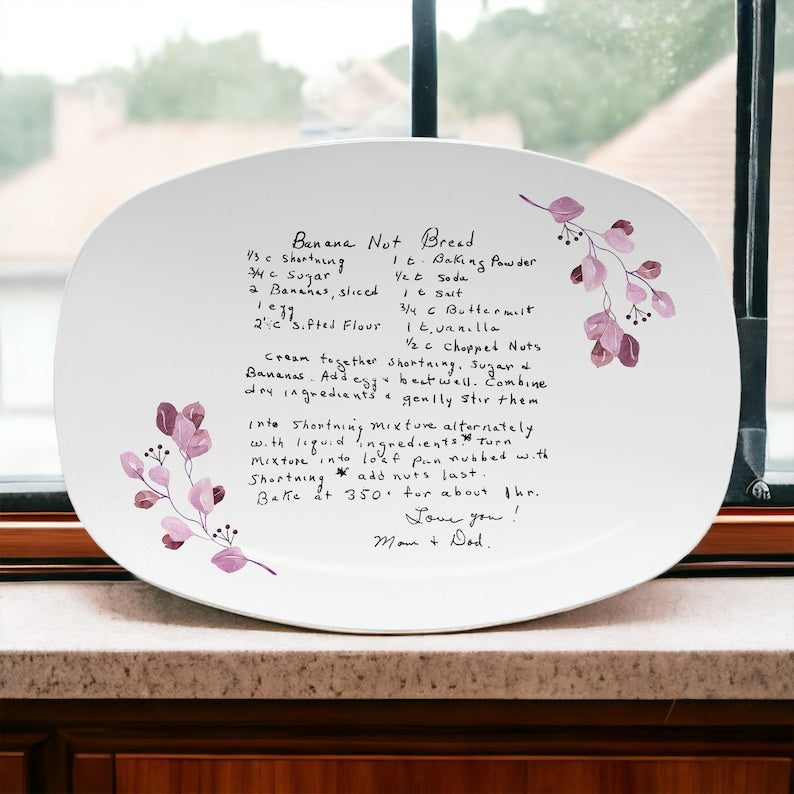 This custom platter, a Personalized Platter from Handwritten Recipe, is a custom recipe platter and perfect gift for mom.