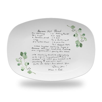 A beautiful ladies xmas gift, the Personalized Platter from Handwritten Recipe is a custom recipe platter featuring actual handwriting.