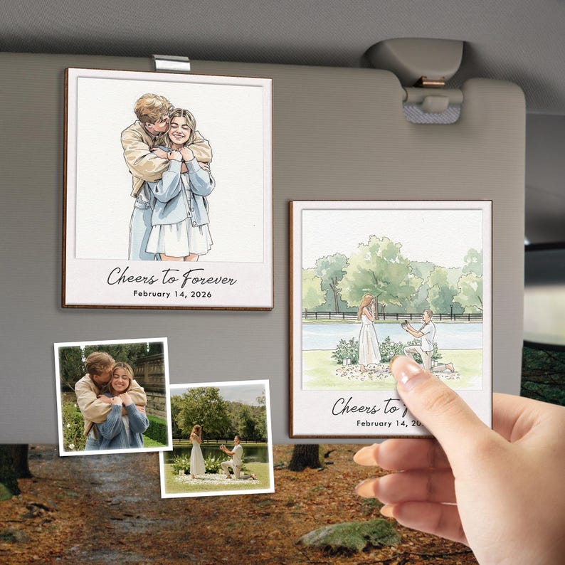 This custom car accessory is an ideal couple Valentine's gift and a thoughtful drive safe visor clip for him.