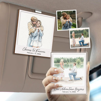The perfect rear view mirror accessory, this Polaroid-style car visor picture frame is a romantic Valentine's gift for him.