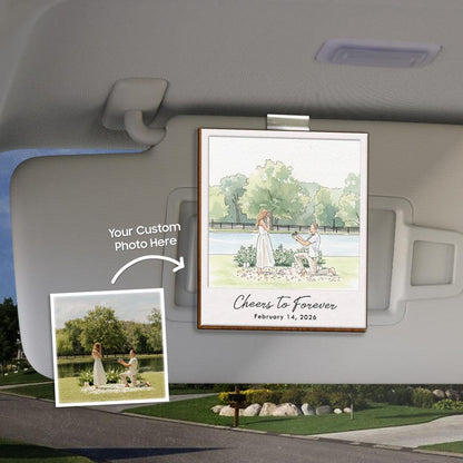 Custom car mirror charms style design, the Personalized Polaroid Car Visor Clip is a stylish car visor picture frame.