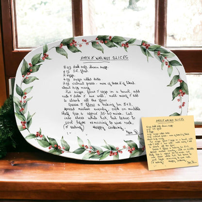 A Personalized Recipe Platter with Handwriting, a unique custom recipe platter and perfect gift for Mom.