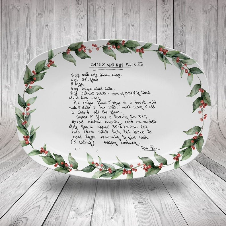 The perfect custom recipe platter, this Personalized Recipe Platter with Handwriting is a beautiful custom platter and sentimental gift.