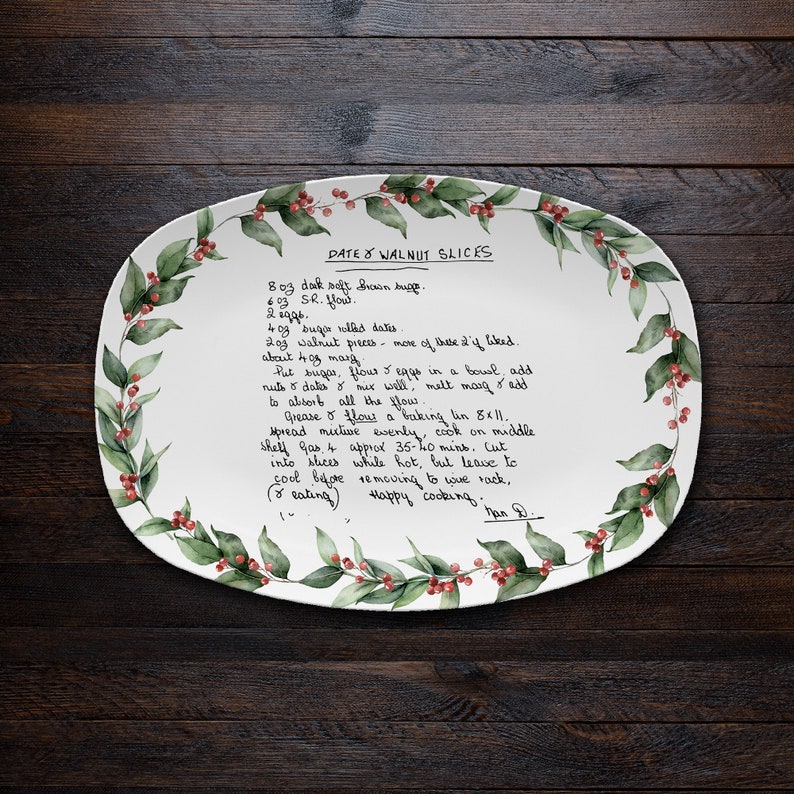This custom platter, a Personalized Recipe Platter with Handwriting, is a custom recipe platter and perfect gift for mom.