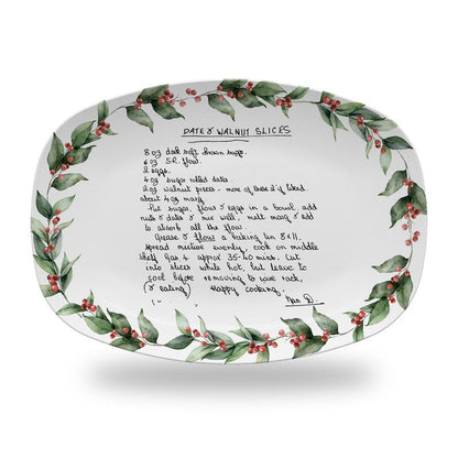 A beautiful ladies xmas gift, the Personalized Recipe Platter with Handwriting is a custom recipe platter featuring actual handwriting.