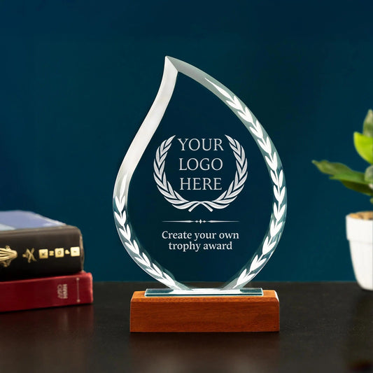 Personalized Recognition Flame Crystal Award as unique bulk staff gifts  
