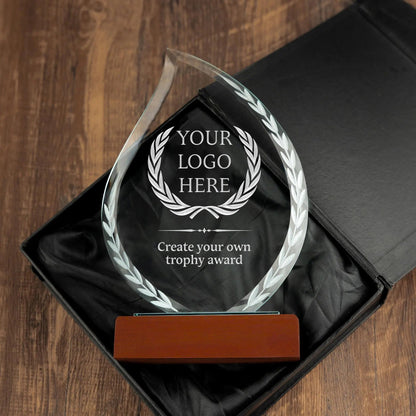 Corporate logo gifts designed as flame crystal awards for recognition ceremonies  