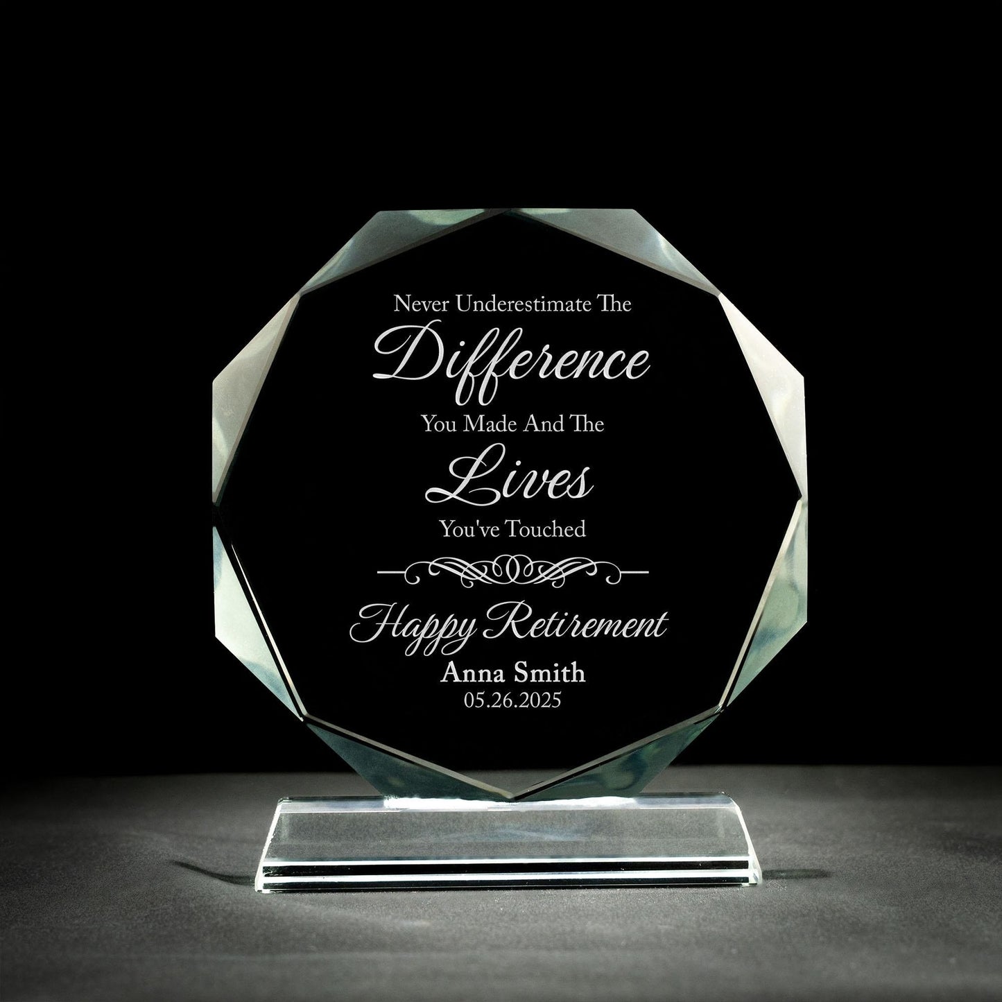 Elegant crystal Personalized Retirement Crystal Employee Award crafted for corporate gifts and appreciation ceremonies  