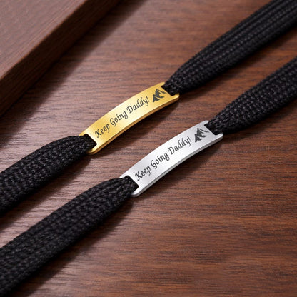 Engraved gifts for dad like these custom shoelace tags, a great runner's gift for marathon runners.