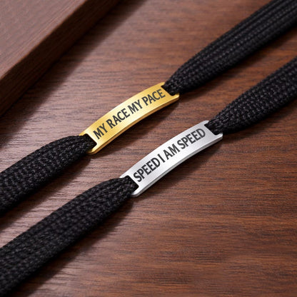 Engraved gifts for dad like these custom shoelace tags, a great gift for the male runner in your life.