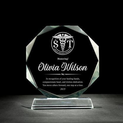 Speech language pathology gifts like personalized crystal awards for gratitude  