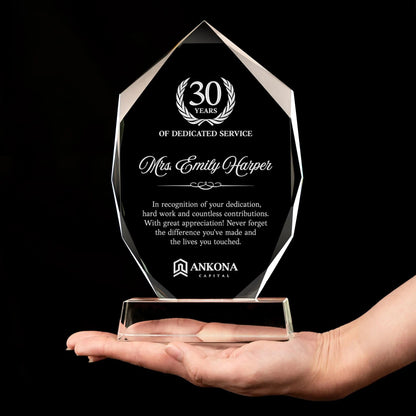 Gift ideas for coworkers include crystal awards for staff appreciation events  