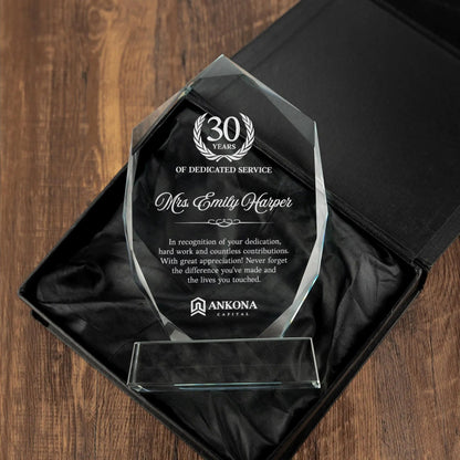 Years of service awards for employees designed with custom names and milestones  