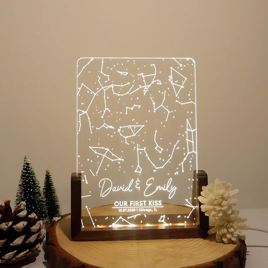 Personalized Star Map Acrylic Night Light, a unique custom couple night light and perfect Valentine's Day night light.