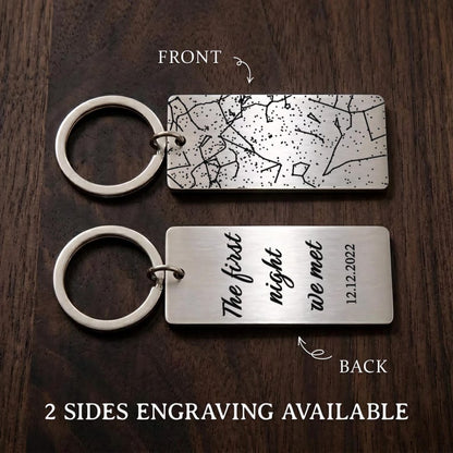 Personalized engraved keychains and star map keyring, making it one of the best Father's Day gifts for husband.