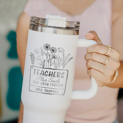 This custom insulated tumbler features a professional design, making it a unique gift for teacher appreciation week.