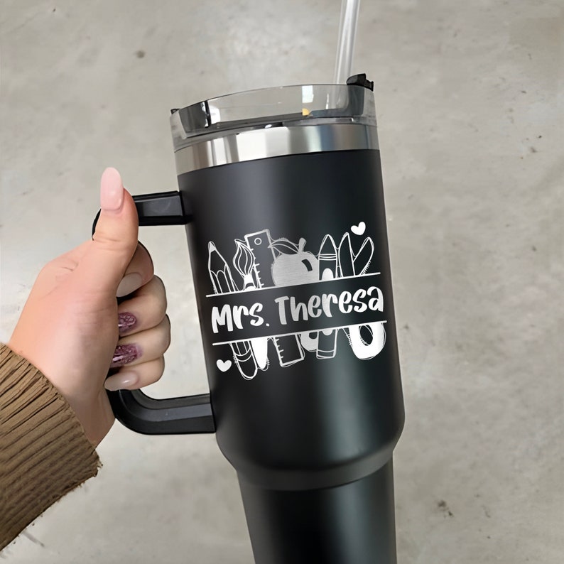 A premium personalized tumbler for educators, offering a lasting memento for teacher appreciation week gifts.