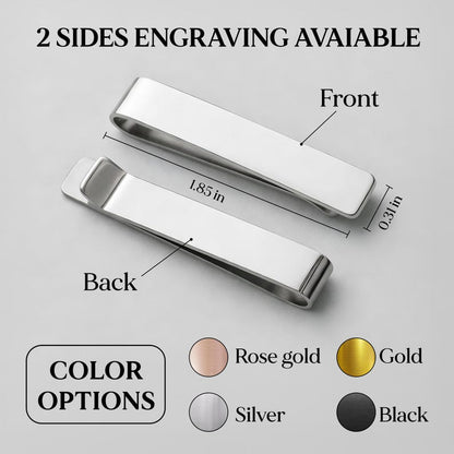 Engraved tie clip with custom initials, an ideal engraved gift for dad and sentimental wedding gift.