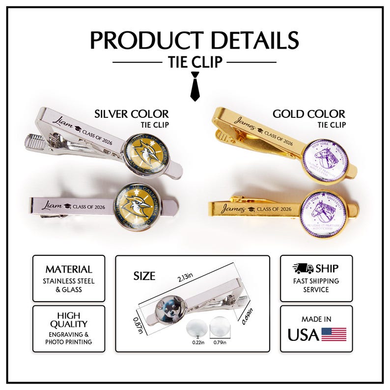 High-quality engraved graduation gifts, ideal for those seeking a personalized tie bar for 2026.