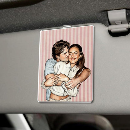 This custom watercolor portrait, a Personalized Valentines Couple Photo Car Hanging Ornament, is a beautiful car hanging ornament and couple gift.