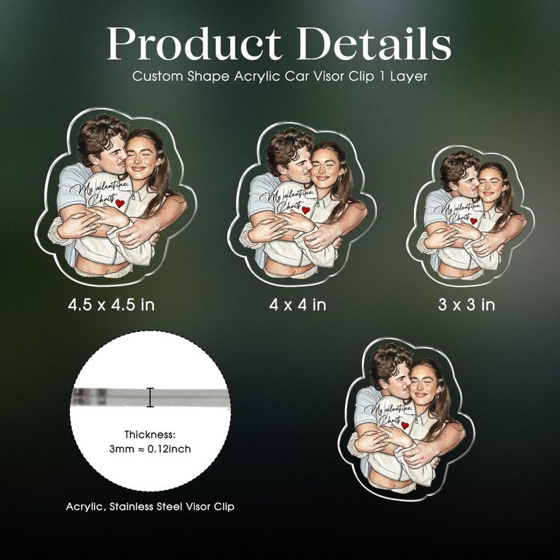 The perfect rear view mirror decor, this Personalized Watercolor Couple Photo Car Hanging Ornament is a thoughtful car accessory gift.