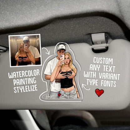 A beautiful rear view mirror decor piece, this Personalized Watercolor Car Hanging Ornament is a unique personalized car accessory.