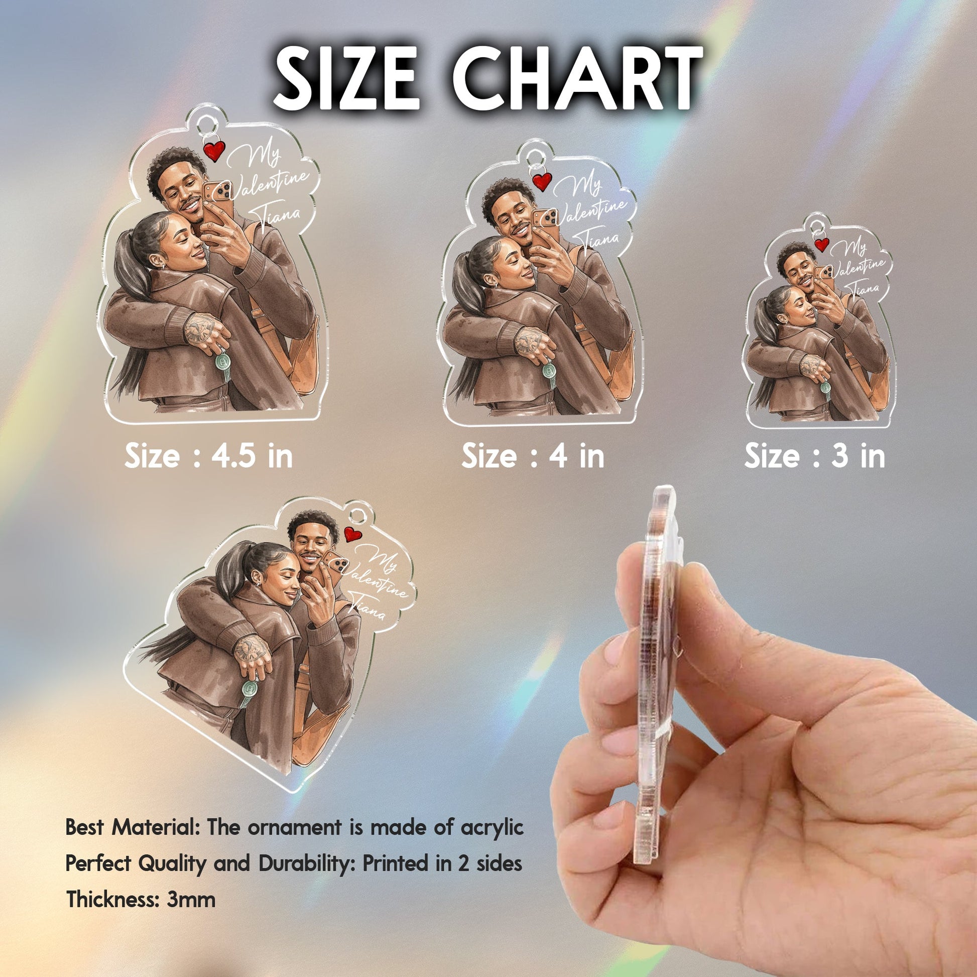 This custom watercolor portrait, a Personalized Watercolor Couple Photo Car Hanging Ornament, is a beautiful car hanging ornament and couple gift.