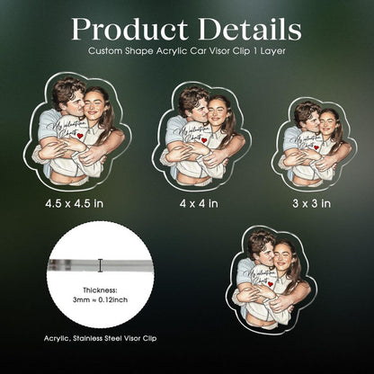 The perfect rear view mirror decor, this Personalized Watercolor Couple Portrait Car Visor Clip is a thoughtful car accessory gift.