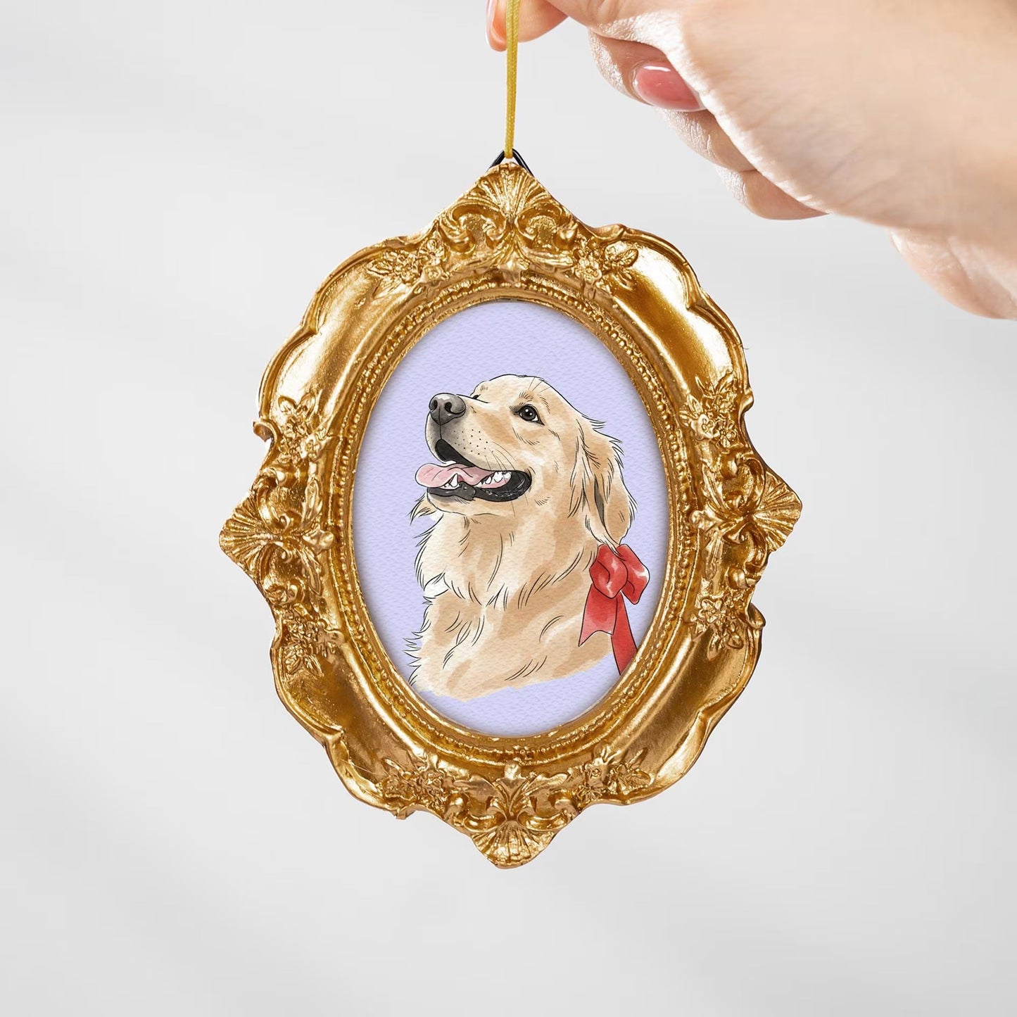 Personalized Watercolor Dog Photo Frame Ornament