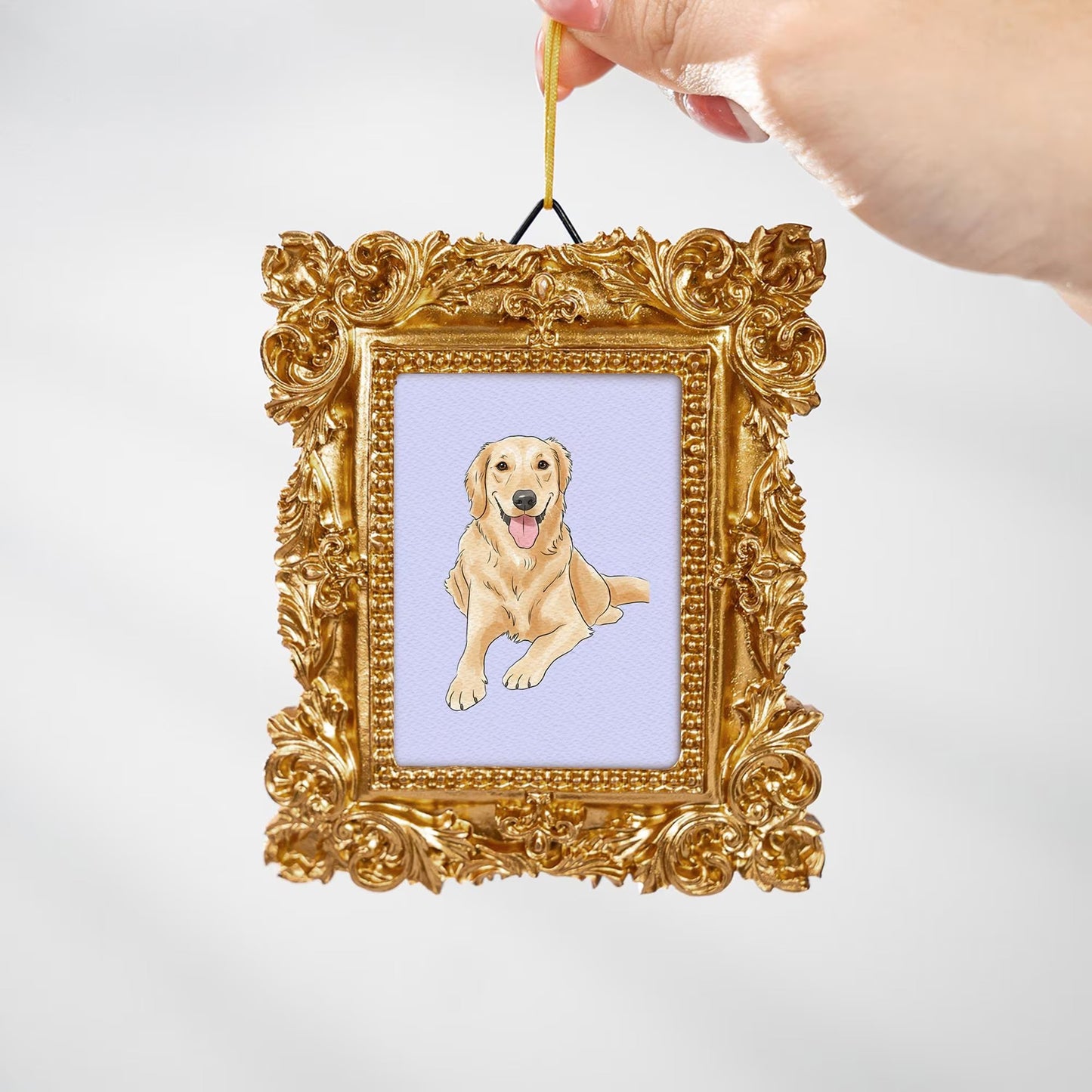 Personalized Watercolor Dog Photo Frame Ornament