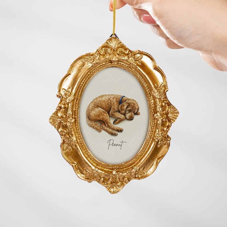 This personalized pet ornament, a Personalized Watercolor Dog Photo Frame Ornament, is a cherished dog lover gift for pet owners.