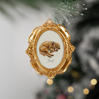 Personalized Watercolor Dog Photo Frame Ornament, a custom photo frame ornament and treasured dog lover gift.