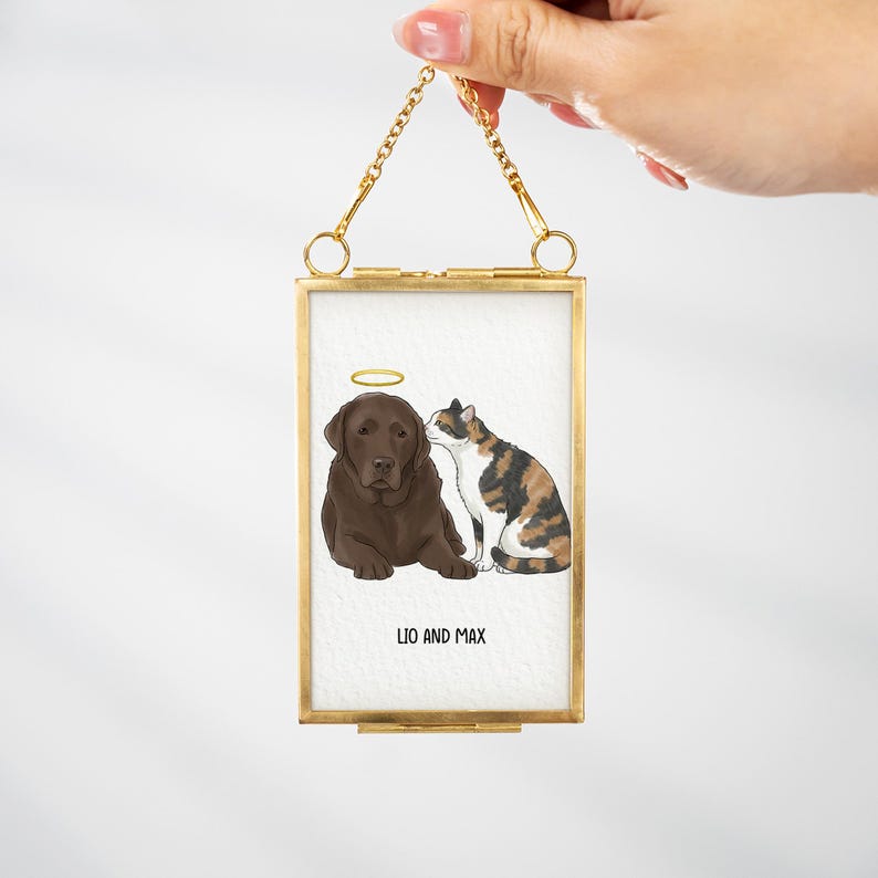 A stunning photo frame ornament with a golden frame, the Personalized Watercolor Dog Photo Golden Frame Ornament is a cherished personalized pet ornament.