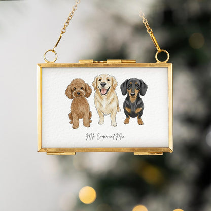 This personalized pet ornament, a Personalized Watercolor Dog Photo Golden Frame Ornament, features a beautiful dog photo in ornament design.