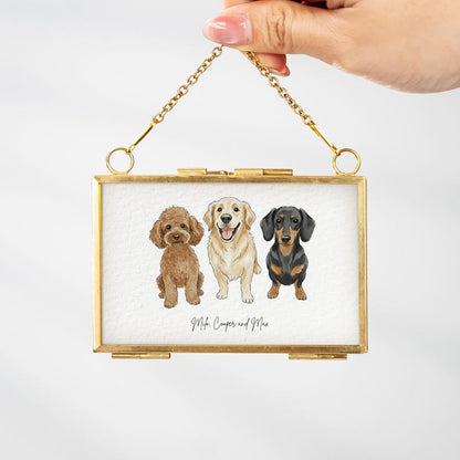 This dog photo ornament, a Personalized Watercolor Dog Photo Golden Frame Ornament, is a cherished personalized pet ornament and gift for dog owners.