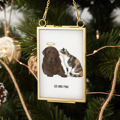 A beautiful watercolor Christmas ornament, this Personalized Watercolor Dog Photo Golden Frame Ornament is a unique 'photo in ornament' keepsake.