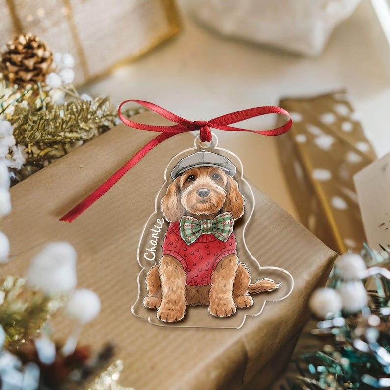 Hand Painted Pet Portraits Photo in Ornament Custom Pet Portrait Christmas Ornament