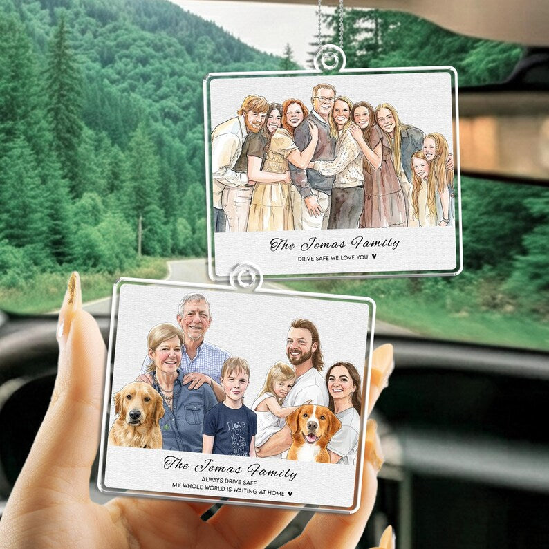 Custom car mirror charms style design, the Personalized Watercolor Car Visor Clip is a meaningful valentines gift for him.