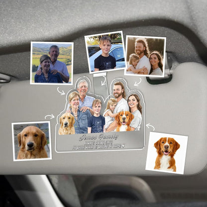 Personalized Watercolor Family Portrait Car Visor Clip, a unique car visor picture frame and perfect personalized car visor clip.
