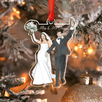 A beautiful couple ornament and wedding ornament, the Personalized Watercolor First Christmas Married Ornament is a cherished custom hand painted gift.