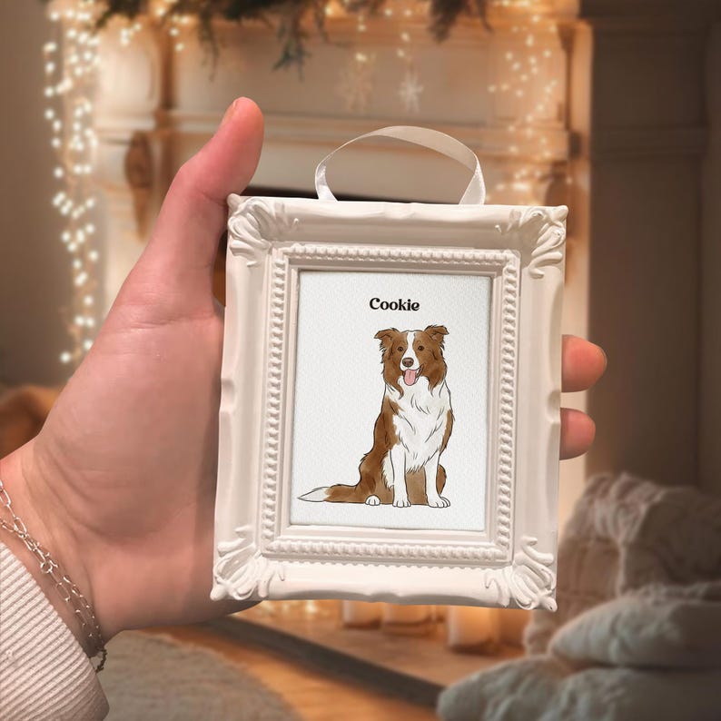 Personalized Watercolor Pet Photo Frame Ornament, a unique photo frame ornament that serves as a treasured personalized pet ornament.