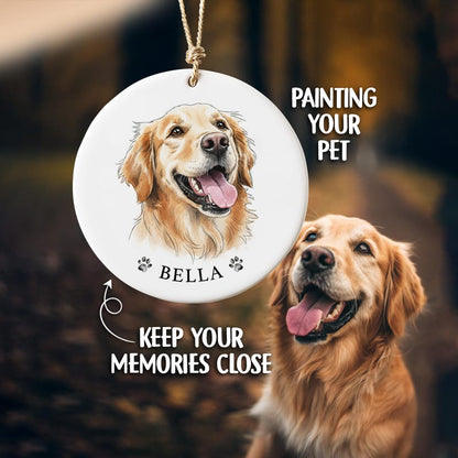 Custom Watercolor Dog Portrait Ornament Ceramic Christmas Tree Ornaments