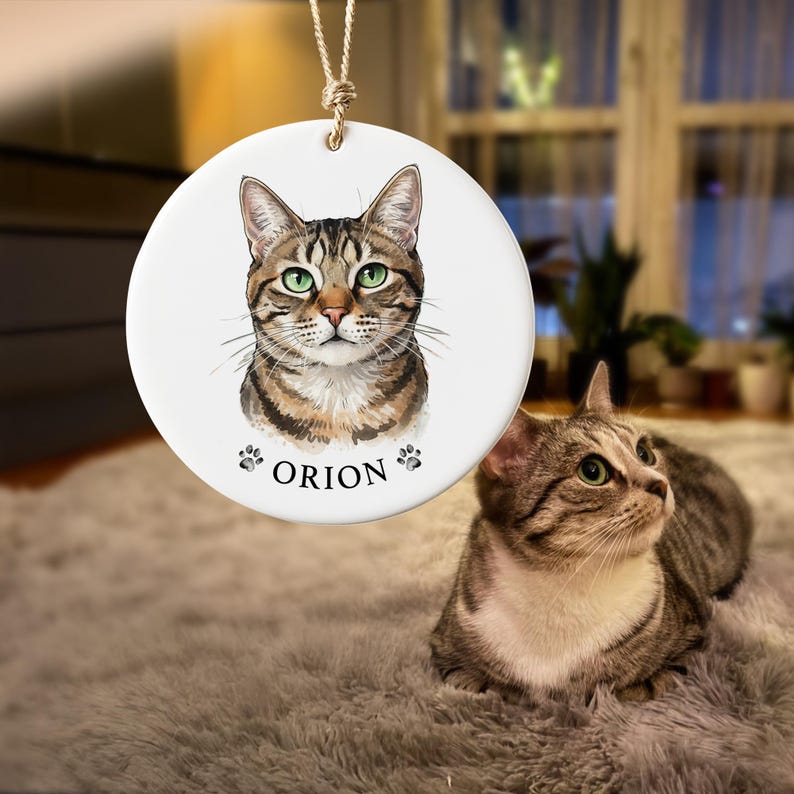 Custom Watercolor Dog Portrait Ornament Ceramic Christmas Tree Ornaments Custom Photo Ornament