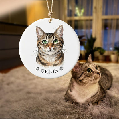 Custom Watercolor Dog Portrait Ornament Ceramic Christmas Tree Ornaments Custom Photo Ornament